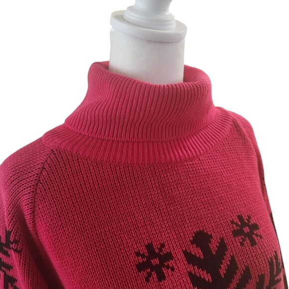Sam & Max Vintage 90s Sweater Pink Snowflake Turtleneck Women's Size Medium - Picture 2 of 10